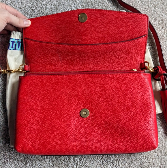 Tory Burch red McGraw crossbody purse handbag EUC - Picture 7 of 11